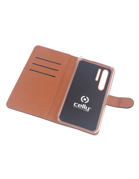 Celly WALLY846 custodia per cellulare 16,4 cm (6.47") Custodia a borsellino Nero, Marrone