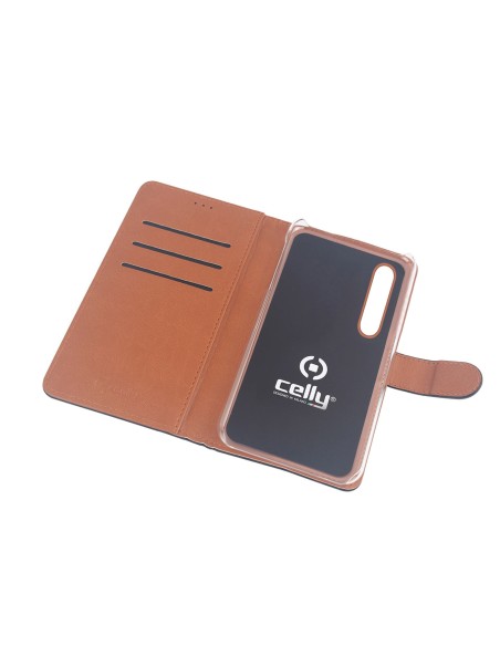 Celly WALLY848 custodia per cellulare 15,5 cm (6.1") Custodia a borsellino Nero, Marrone