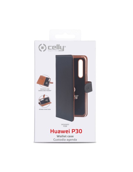 Celly WALLY848 custodia per cellulare 15,5 cm (6.1") Custodia a borsellino Nero, Marrone