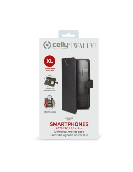 Celly Wally One XL custodia per cellulare 12,7 cm (5") Custodia flip a libro Blu