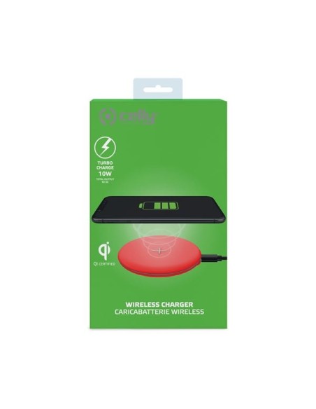 Celly WLFASTFEELRD Caricabatterie per dispositivi mobili Smartphone Rosso USB Carica wireless Ricarica rapida Interno