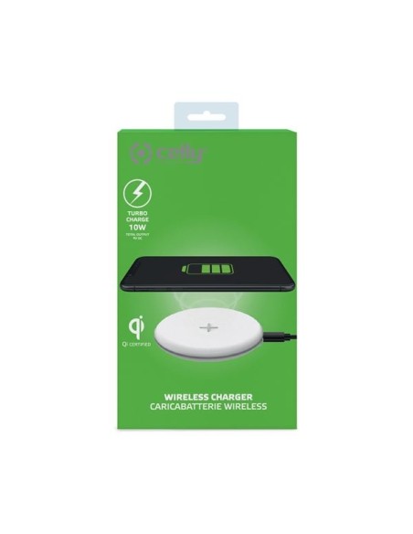Celly WLFASTFEELWH Caricabatterie per dispositivi mobili Smartphone Bianco USB Carica wireless Ricarica rapida Interno