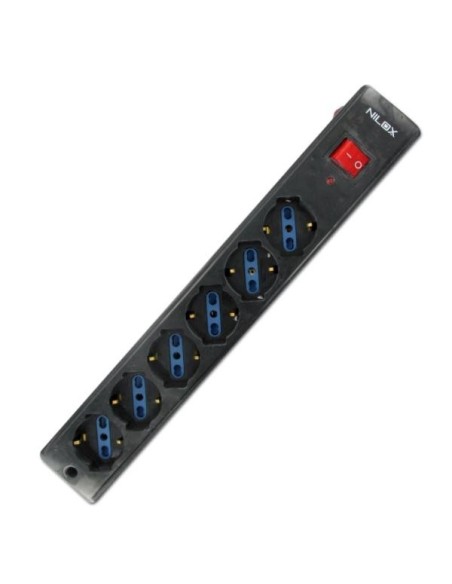Nilox MULTIPRESA 6P. BIP SCHUKO NERO unità di distribuzione dell'energia (PDU)