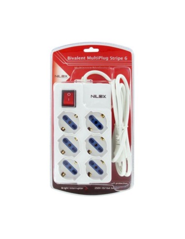 Nilox MULTIPRESA 6P. BIPASSO BIANCO unità di distribuzione dell'energia (PDU)