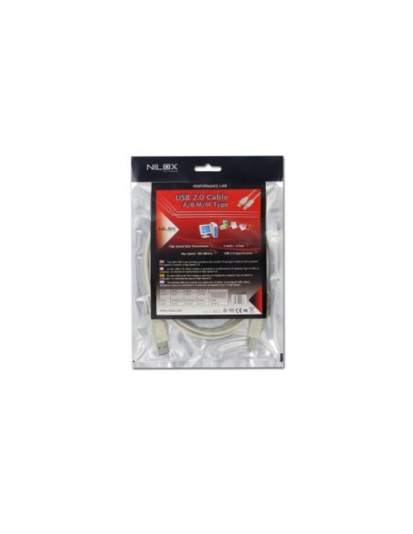 Nilox 2.0 2MT M M A B cavo USB 2 m USB A USB B Grigio