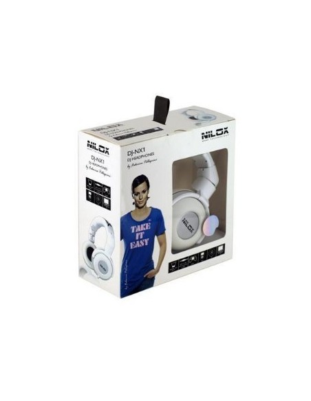 Nilox DJ-NX1 Cuffie Cablato A Padiglione Musica e Chiamate Bianco
