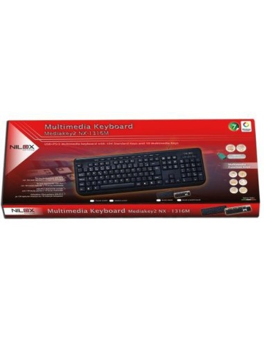 Nilox 10NXKB3526006 tastiera USB + PS 2 Nero