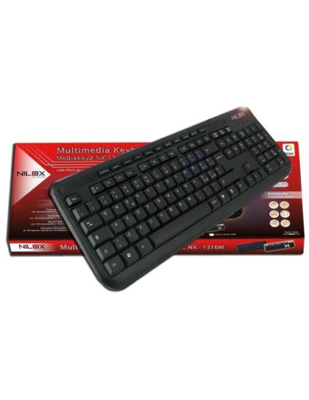 Nilox 10NXKB3526006 tastiera USB + PS 2 Nero