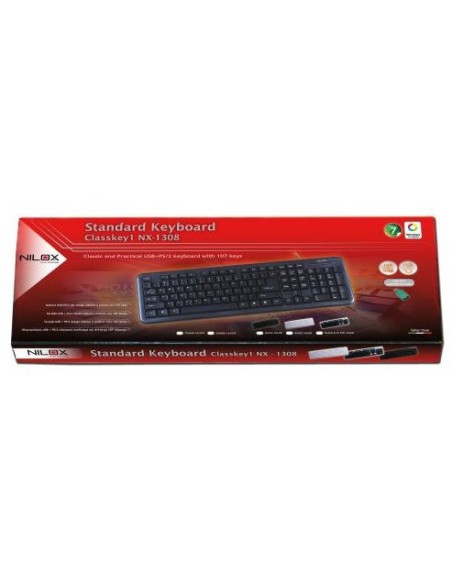 Nilox 10NXKBST26001 tastiera USB + PS 2 Nero