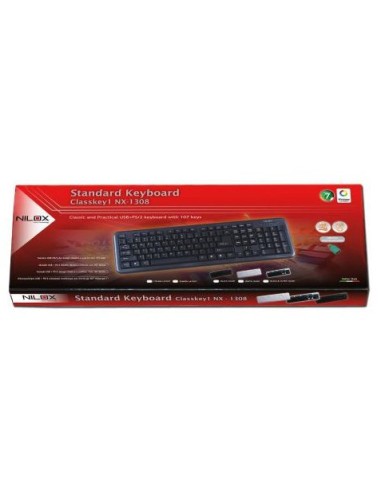 Nilox 10NXKBST26002 tastiera USB + PS 2 Bianco