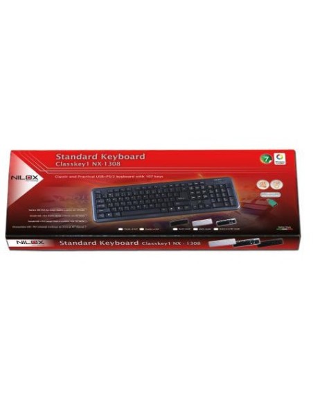 Nilox 10NXKBST26003 tastiera USB + PS 2
