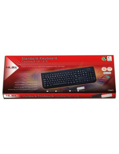 Nilox 10NXKBST26007 tastiera USB + PS 2 Nero