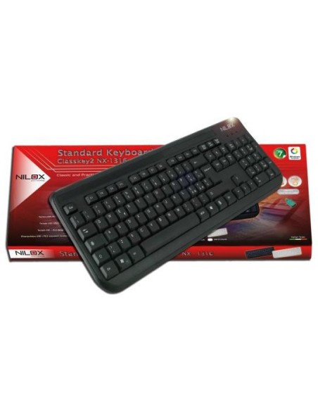 Nilox 10NXKBST26007 tastiera USB + PS 2 Nero