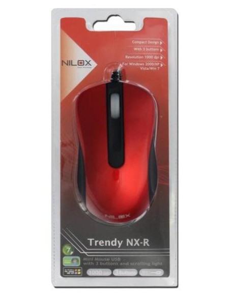 Nilox 10NXMM0812001 mouse USB tipo A Ottico 1000 DPI