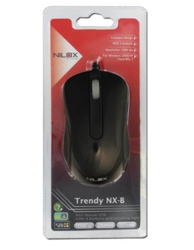 Nilox 10NXMM0812003 mouse USB tipo A Ottico 1000 DPI