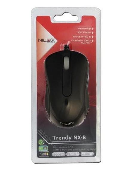 Nilox 10NXMM0812003 mouse USB tipo A Ottico 1000 DPI