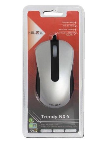 Nilox 10NXMM0812004 mouse USB tipo A Ottico 1000 DPI