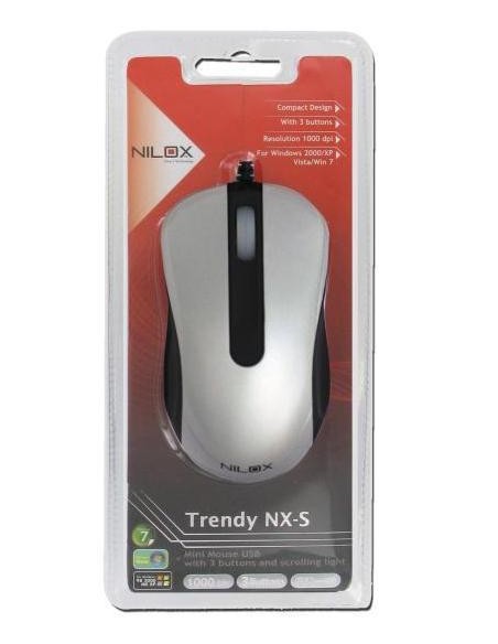 Nilox 10NXMM0812004 mouse USB tipo A Ottico 1000 DPI