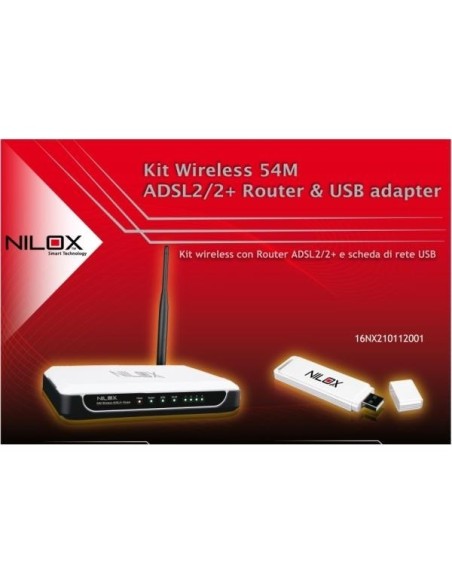 Nilox Kit ADSL Wireless 54M Router + USB router wireless Bianco