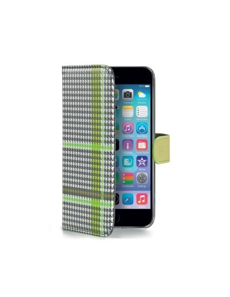 Celly PDPAGEIPH6GR custodia per cellulare Custodia a libro Verde, Grigio