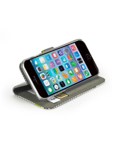 Celly PDPAGEIPH6GR custodia per cellulare Custodia a libro Verde, Grigio