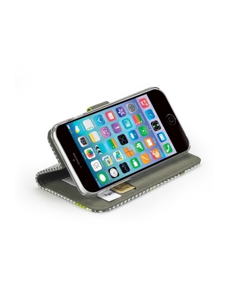 Celly PDPAGEIPH6GR custodia per cellulare Custodia a libro Verde, Grigio