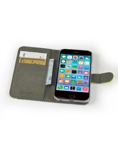 Celly PDPAGEIPH6GR custodia per cellulare Custodia a libro Verde, Grigio