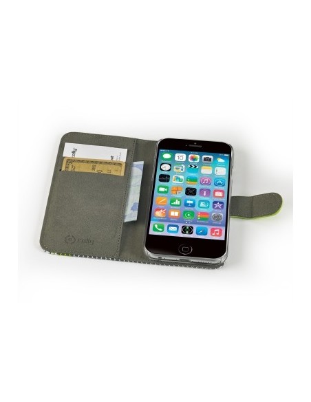 Celly PDPAGEIPH6GR custodia per cellulare Custodia a libro Verde, Grigio