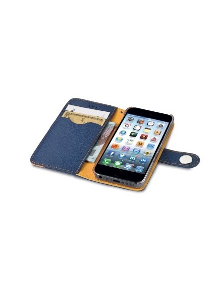 Celly ONDAIPH6BL custodia per cellulare Custodia a libro Blu, Giallo
