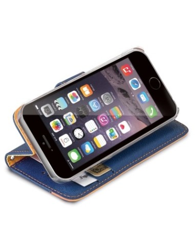 Celly ONDAIPH6BL custodia per cellulare Custodia a libro Blu, Giallo