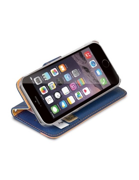 Celly ONDAIPH6BL custodia per cellulare Custodia a libro Blu, Giallo