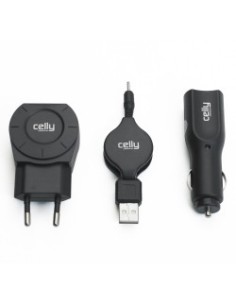 Celly UNIKO04 Caricabatterie per dispositivi mobili Telefono cellulare Nero AC, Accendisigari, USB Auto, Interno