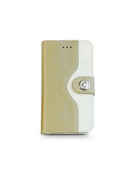 Celly ONDAIPH6GD custodia per cellulare Custodia a libro Beige, Bianco