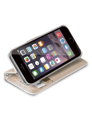 Celly ONDAIPH6GD custodia per cellulare Custodia a libro Beige, Bianco