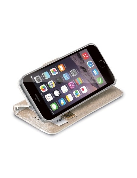 Celly ONDAIPH6GD custodia per cellulare Custodia a libro Beige, Bianco