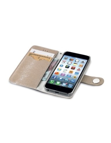 Celly ONDAIPH6GD custodia per cellulare Custodia a libro Beige, Bianco