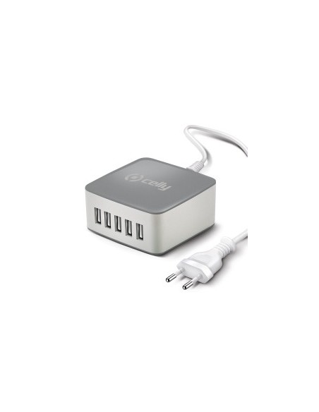 Celly PS7800GR Caricabatterie per dispositivi mobili Universale Grigio, Argento AC Interno