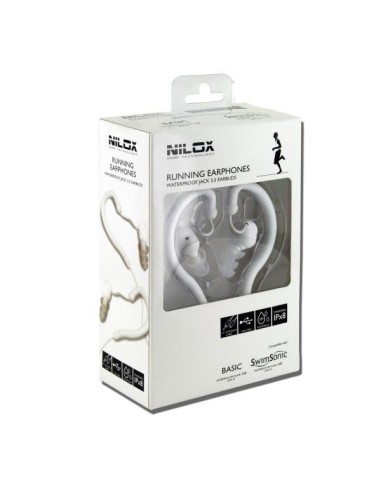 Nilox Running waterproof earphones Cuffie Cablato A clip, In-ear Musica e Chiamate Bianco