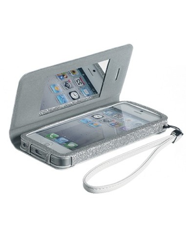 Celly GLAMme custodia per cellulare 10,2 cm (4") Custodia a libro Argento, Bianco