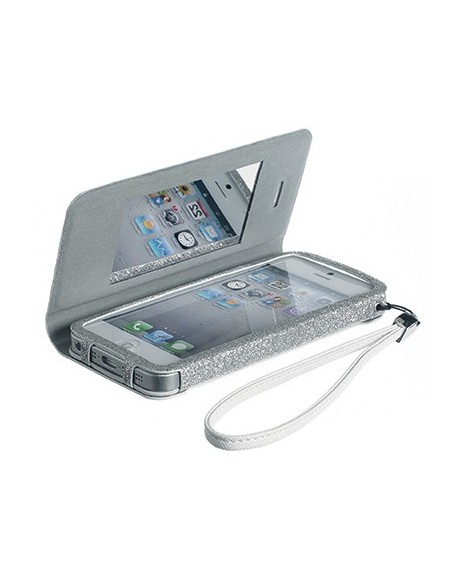 Celly GLAMme custodia per cellulare 10,2 cm (4") Custodia a libro Argento, Bianco