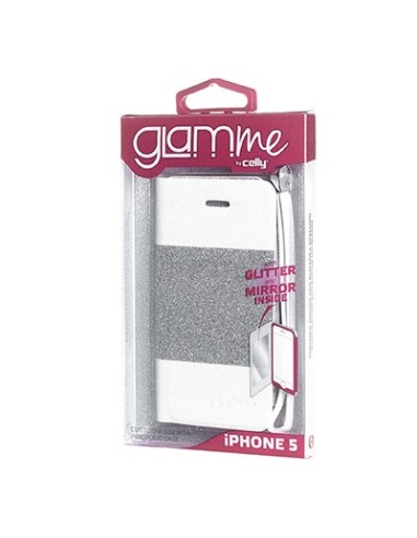 Celly GLAMme custodia per cellulare 10,2 cm (4") Custodia a libro Argento, Bianco