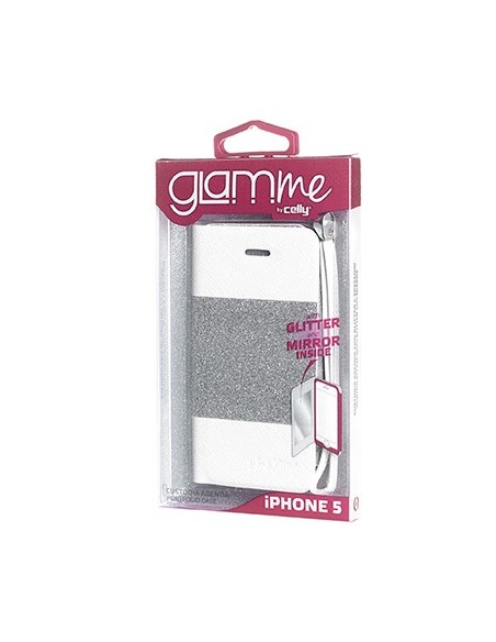 Celly GLAMme custodia per cellulare 10,2 cm (4") Custodia a libro Argento, Bianco