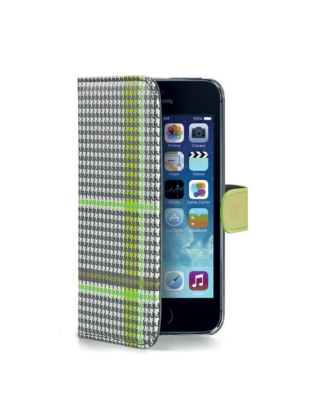 Celly PDPAGEIPH5GR custodia per cellulare Custodia a borsellino Nero, Verde, Bianco