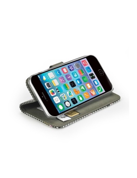 Celly PDPAGEIPH6PK custodia per cellulare Custodia a libro Grigio, Rosa