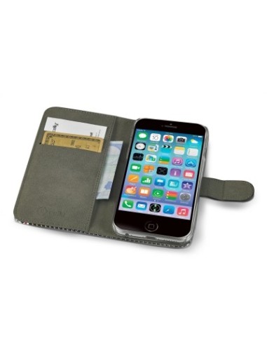 Celly PDPAGEIPH6PK custodia per cellulare Custodia a libro Grigio, Rosa