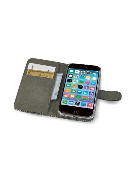 Celly PDPAGEIPH6PK custodia per cellulare Custodia a libro Grigio, Rosa