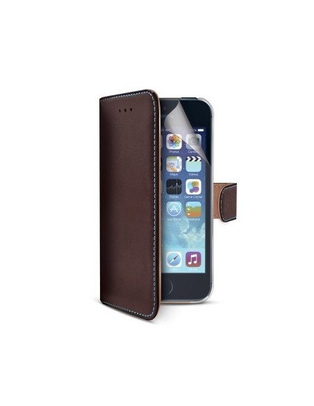 Celly PELLEIPH5BR custodia per cellulare 10,2 cm (4") Custodia a borsellino Marrone