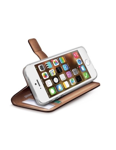 Celly PELLEIPH5BR custodia per cellulare 10,2 cm (4") Custodia a borsellino Marrone