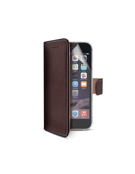 Celly PELLEIPH6BR custodia per cellulare 11,9 cm (4.7") Custodia a borsellino Marrone