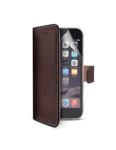 Celly PELLEIPH6PBR custodia per cellulare 14 cm (5.5") Custodia a borsellino Marrone